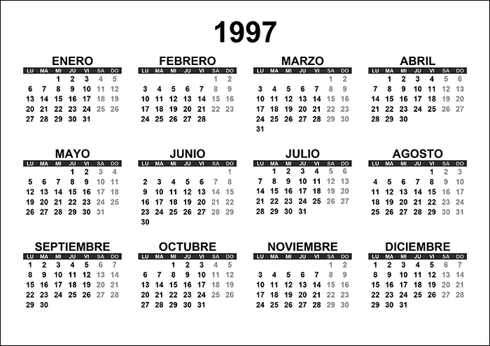 Calendario 1997 calendario-1997