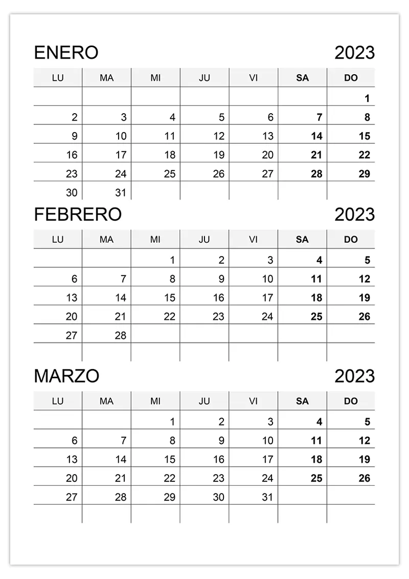 calendario-enero-febrero-marzo-2023