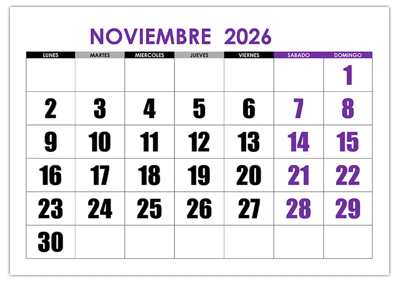 Calendario Noviembre 2026 calendario-2026-noviembre-02